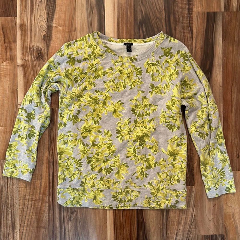 J.CREW Neon Green Gray Sweatshirt Size XS
